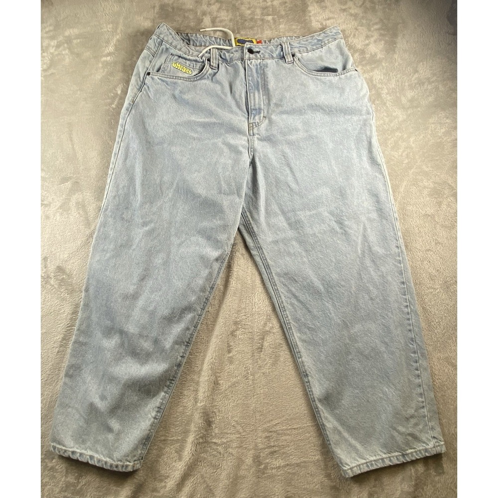 GMPYRE Wide Leg Y2K Skater Relaxed Jeans Sz 38 Light Blue